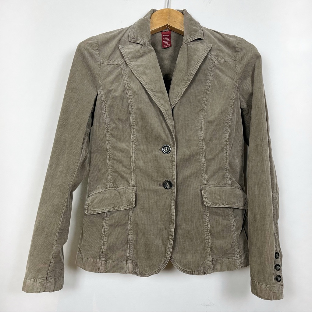 Olsen Women's Taupe Olive Green Corduroy Blazer Size 4 Ralph Lauren Vibe